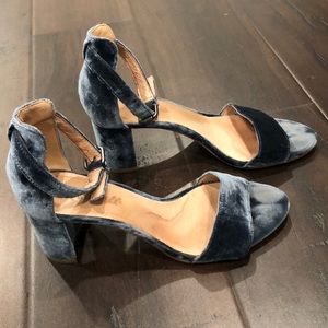 Madewell blue Velvet ankle strap sandal
